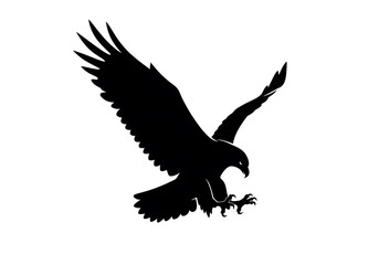 Striking Black and White Silhouette of an Eagle in Flight, Powerful and Graceful Bird with Sharp Details