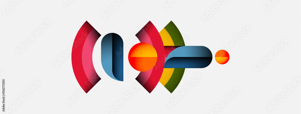 Poster Abstract colorful design. Overlapping shapes create dynamic visual impact. Modern aesthetic, vibrant hues, simple background.