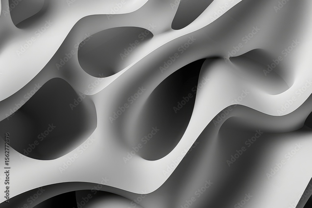 Poster abstract white flowing waves resembling fabric. background image of 3d rendering art with wavy textu
