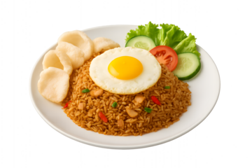 indonesian fried rice with transparent PNG background - nasi goreng