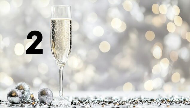 Champagne glass, festive background,  number 2