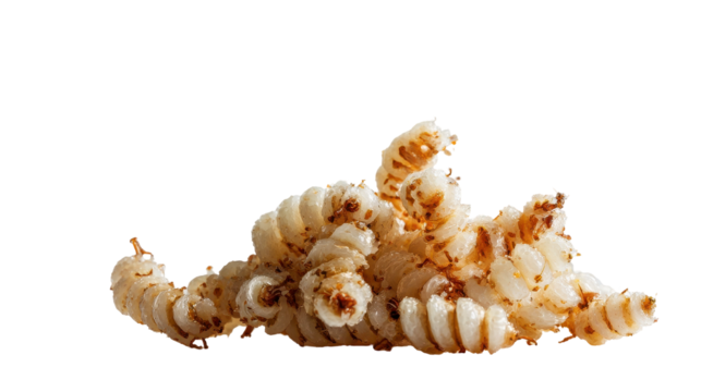 Fresh seafood delicacy featuring marine larvae on display. transparent background