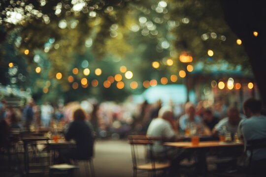 Blurred outdoor cafe scene