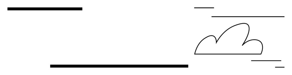 Fototapeta premium Simplified cloud with horizontal and dynamic lines representing motion. Ideal for weather, minimalism, digital concepts, abstract art, branding, web design, presentations, and a simple landing page