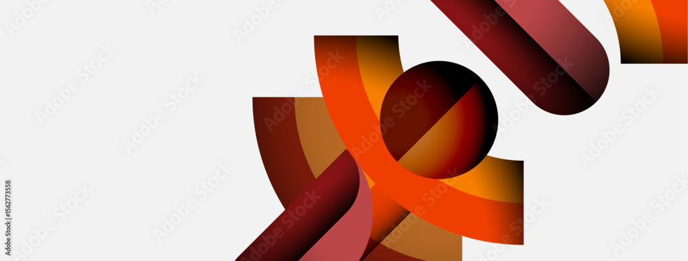 Poster abstract shapes overlap, creating dynamic composition. warm colors dominate, suggesting energy, move