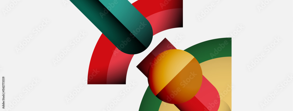 Poster Abstract shapes overlap, creating vibrant color blends. Geometric forms suggest movement, depth, modern design aesthetic.