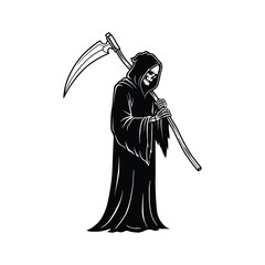Grim Reaper SVG, Death Skull with Scythe Illustration, Horror Skeleton Clipart, Scary Reaper Vector, Halloween Grim Reaper Design, Dark Reaper Art