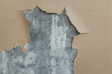 Peeling Wall Revealing A Rough Concrete Or Plaster Layer Beneath, Symbolizing Decay