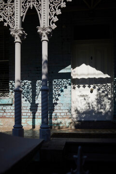 Shadows cast of wrought iron captivating architecture