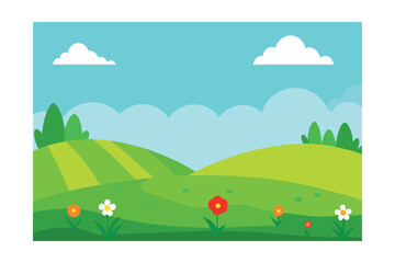 Fototapeta premium green field summer landscape countryside view