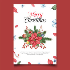 watercolor vector merry christmas party poster template