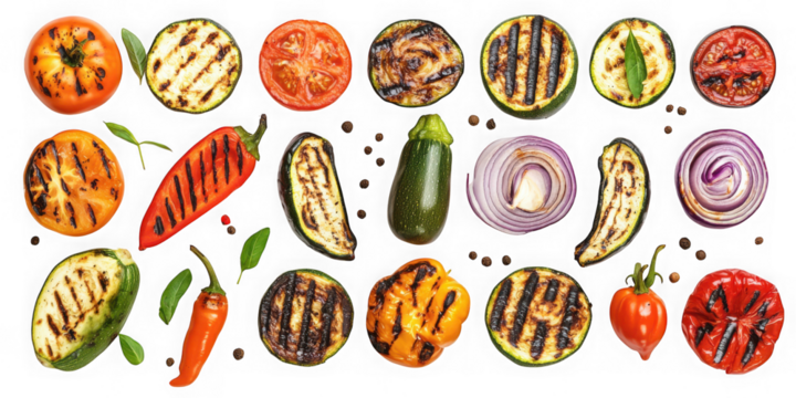Grilled Vegetables: Colorful Assortment  png transparent background 