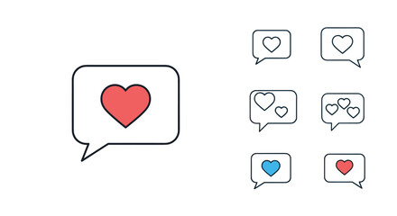 Chat bubbles with heart symbols representing love and affectionate communication