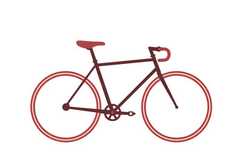 Obraz premium Elegant maroon bicycle illustration against a black backdrop showcasing minimalist design and transportation icon, ideal for sport and fitness themes, transparent background
