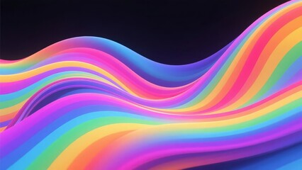 Fototapeta premium Vibrant Rainbow Waves Flowing Across a Dark Background