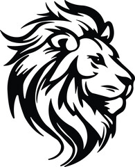 lion vector proud jungle king portrait with impressive mane in bold black style