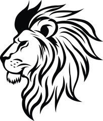 lion vector wild lion king illustration in stylish profile graphic black design