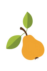 A delightful cartoon pear with vibrant leaves stands out against a clean transparent background, perfect for cheerful designs.