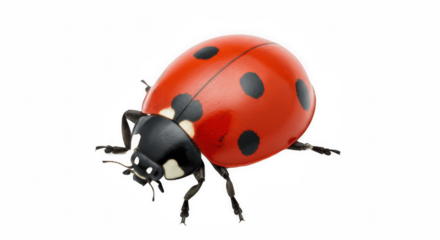 Red Ladybug with Black Spots, Isolated on Transparent PNG Background , Ladybug, ladybird, beetle, insect, bug, arthropod, invertebrate, creature, red, black, spots, dots