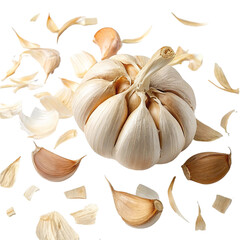 Fresh Garlic Bulb with Loose Papery Skins High-Resolution Image for Culinary and Health Uses