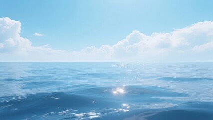 Fototapeta premium Calm Ocean Horizon with Scattered Clouds
