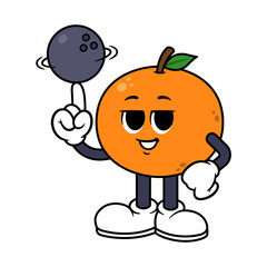 Vector Orange Character Spinning Bowling Ball on Finger