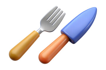 3d render of cartoon fork and knife