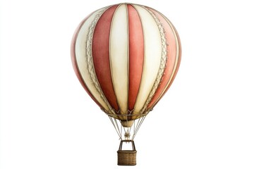 Fototapeta premium Vintage hot air balloon, red and cream stripes, ornate design