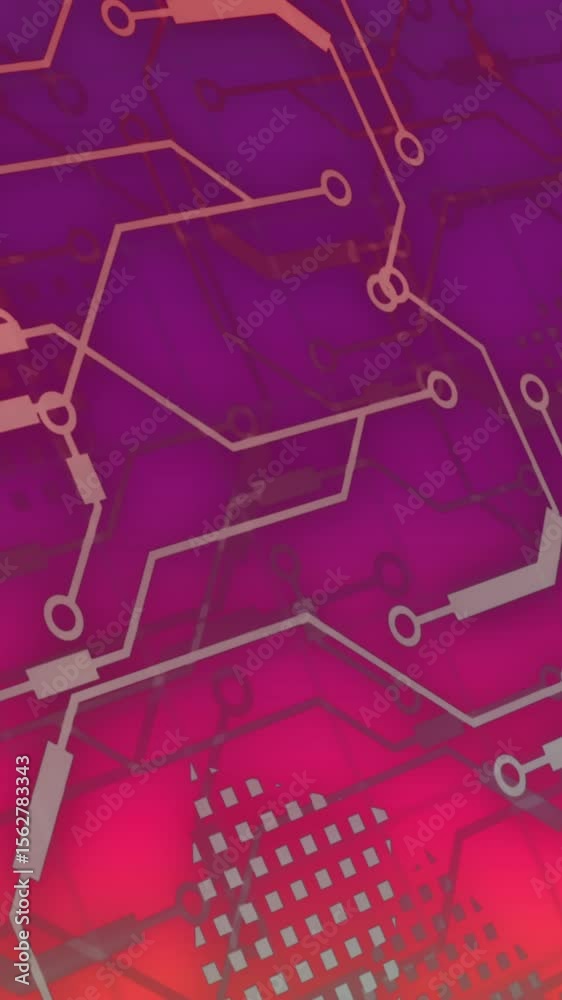 Poster animation of connections and data processing over circuit board