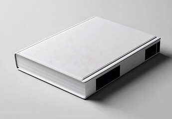 Minimalist White Book with Black Spine Accents on Light Gray Surface

