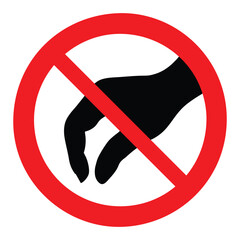 Do not touch, prohibition sign with black hand illustration. Isolated vector illustration.