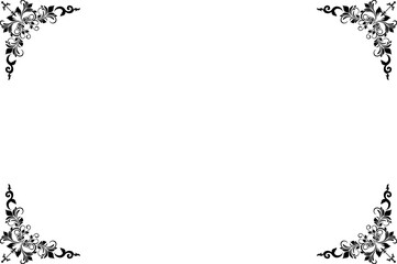 Obraz premium Elements of ornate vintage frames. Border black on white classic calligraphy swirls, floral motifs. Design print for greeting cards, wedding invitations, restaurant menu, royal certificates. Set 445