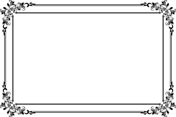 Elements of ornate vintage frames. Border black on white classic calligraphy swirls, floral motifs. Design print for greeting cards, wedding invitations, restaurant menu, royal certificates. Set 448