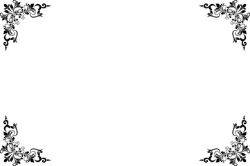 Elements of ornate vintage frames. Border black on white classic calligraphy swirls, floral motifs. Design print for greeting cards, wedding invitations, restaurant menu, royal certificates. Set 450