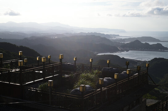 Twilight View Over Ruifang &ndash; Mountains and Sea in Taipei, Taiwan