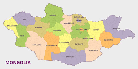 Map of Mongolia with Provinces
