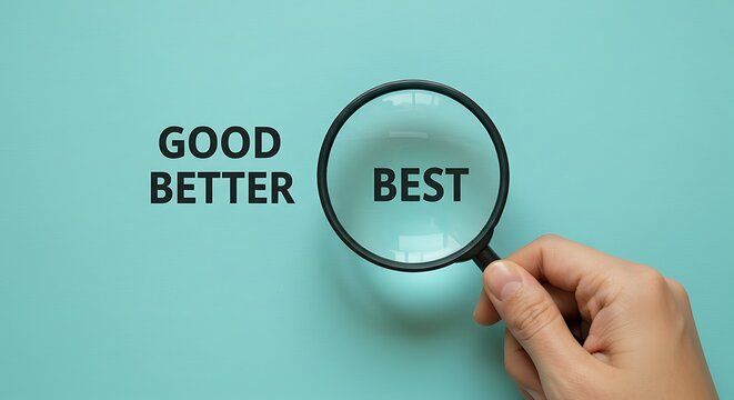 The word best is magnified with good and better to the side