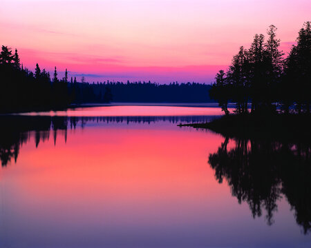 Predawn sunrise Bisk Lake Quetico Provincial Park Ontario Canada 