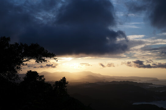 Sunrise over Mountains &ndash; Ruifang, Taipei, Taiwan
