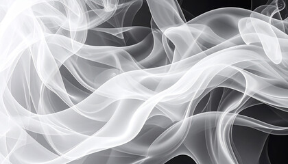 Obraz premium White Smoke Texture in Motion on Black Background – Abstract Fog or Steam Effect
