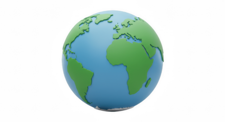 3D Rendered Blue and Green Earth Globe Isolated on Transparent PNG Background, earth, globe, world, planet, global, worldwide, digital, icon, symbol