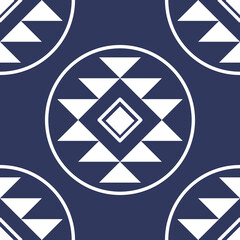 Abstract geometric pattern with white shape on the dark blue background