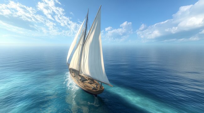Sailing vessel on tranquil ocean