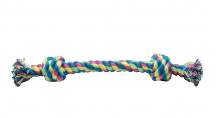 Colorful Dog Tug-of-War Chew Rope Toy with Knots Isolated on Transparent PNG Background