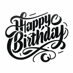 Obraz premium Script Handwriting Happy Birthday Text