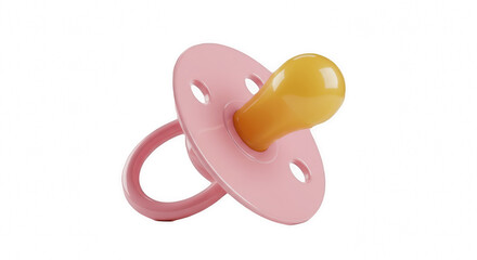 Pink Baby Pacifier, Soother, or Dummy with Silicone Nipple, Isolated on Transparent PNG Background

