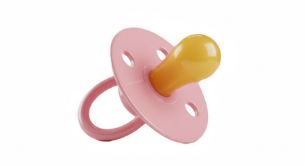 Pink Baby Pacifier, Soother, or Dummy with Silicone Nipple, Isolated on Transparent PNG Background

