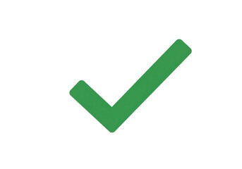 A green check mark icon isolated on transparent background signifies approval, success, and validation in a simple graphic element