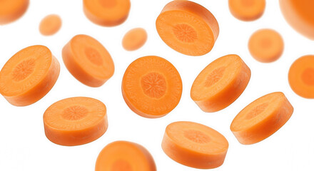 Fresh carrot slices isolated on transparent PNG background
