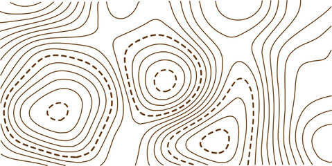 Vector illustration. Abstract topographic map. Golden dashed contour lines on white background